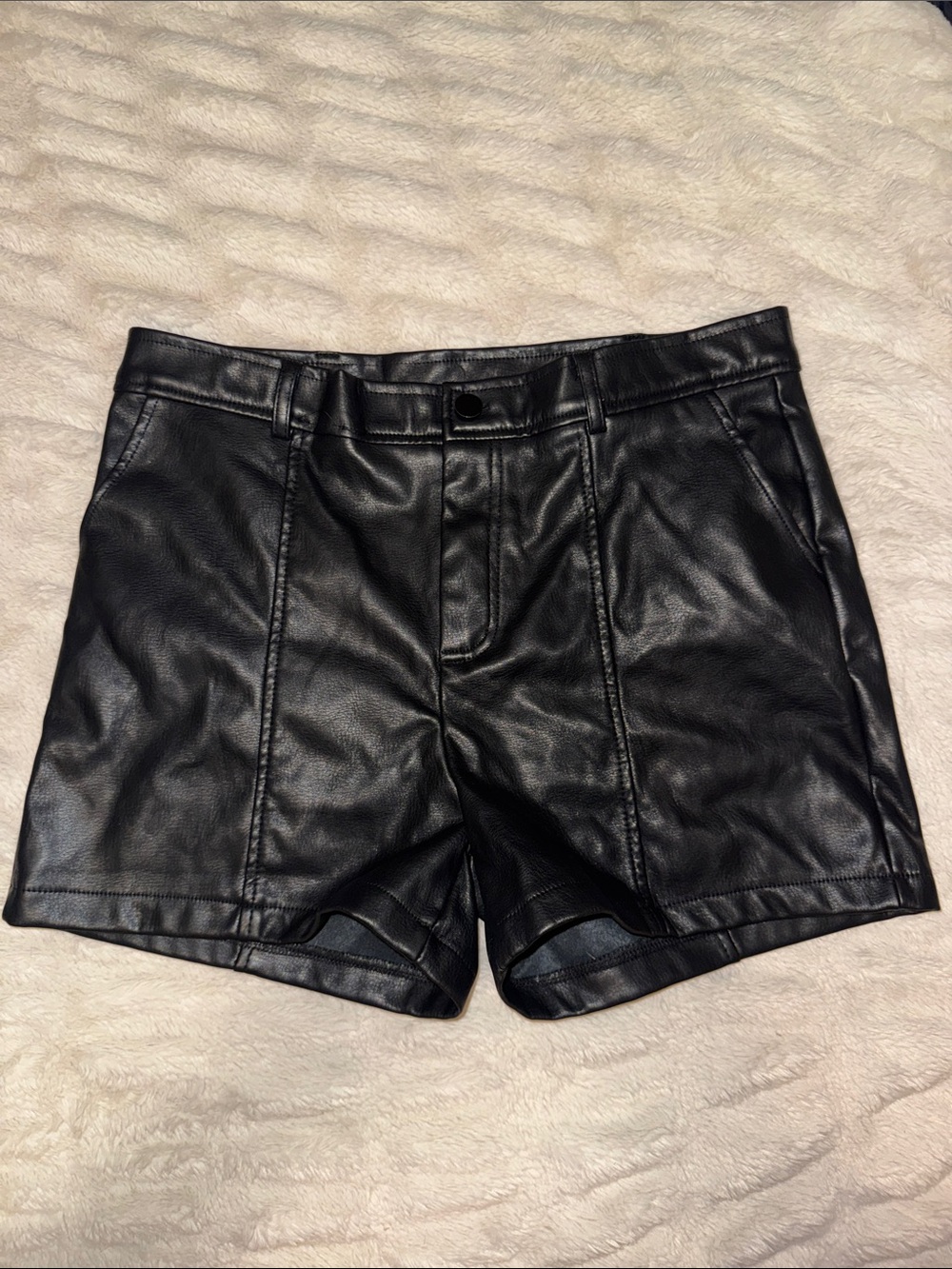 Black Faux Leather High-Rise Shorts
